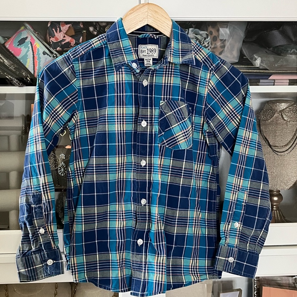 Children’s Place size 7/8 Plaid button-down shirt, EUC